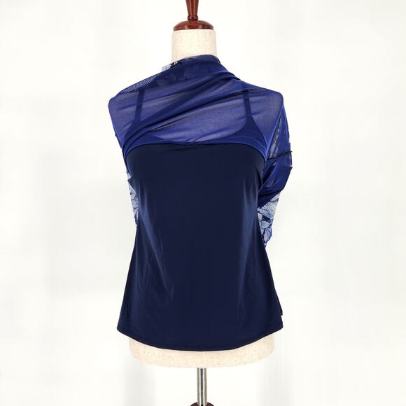 Coco Reef Women Navy Floral Mesh Underwire Beach Swim Tankini Tank Top Size 32C - Picture 6 of 8